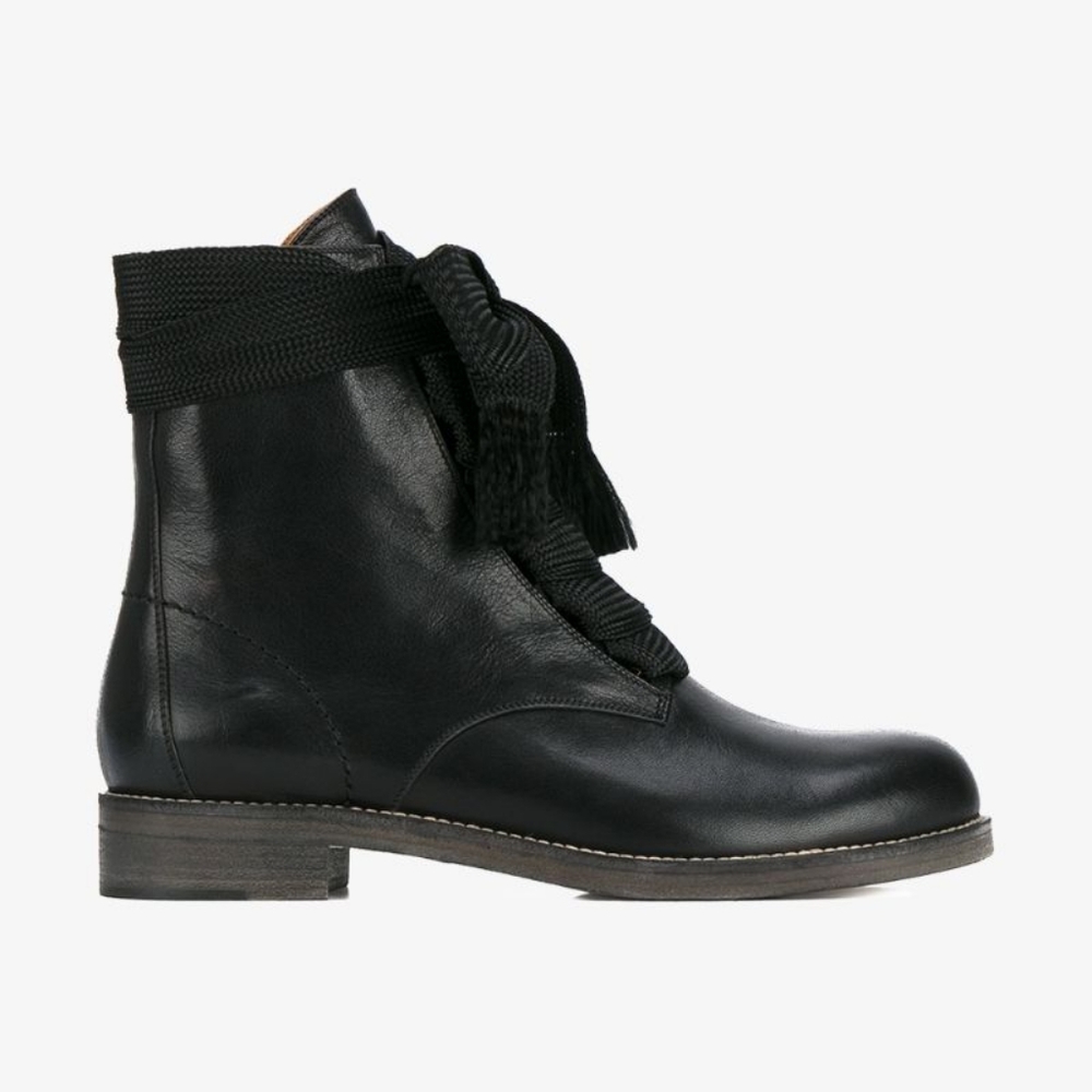 Chloe Leather Harper Lace Up Boots Size 38/7.5